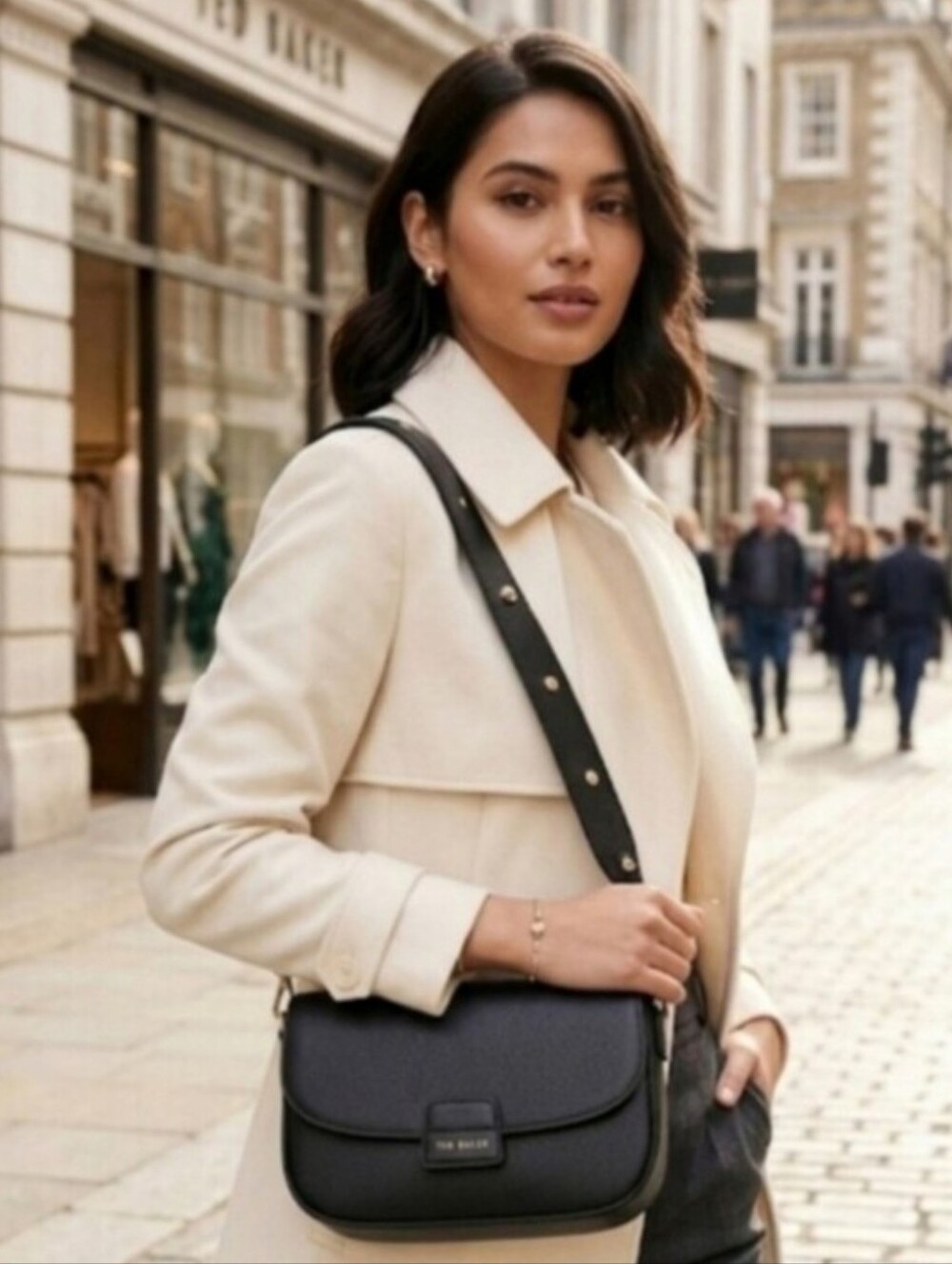 Ted Baker Embossed Logo Rory Crossbody/ Detachable Rosette Strap, Black - Picture 13 of 13